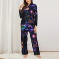 thumbnail image 2 of Logiee Glowing Chameleon Fantasy Art Print Womens Pajamas Set,Long Sleeve Sleepwear,Button Down Lounge Set 2 Pieces,Soft Nightwear Pjs Set-Medium, 2 of 7