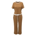 thumbnail image 5 of Lounge Sets for Women Casual 2 Piece Summer Round-Neck Sleeveless and Long Pants Solid Casual Sport 2PC Sets, 5 of 5