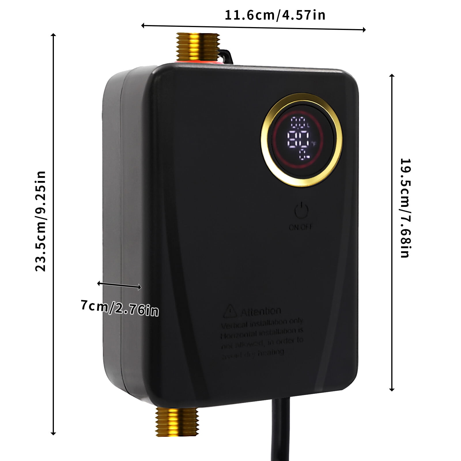 3000W Tankless Water Heater Electric,RV Instant Hot Water Heater LED Display, On Demand Water Heater Under Sink for Kitchens (Black)