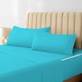 thumbnail image 2 of DNG Creations 6 Piece Zipper Sheet Set - Include (1 Elastic Fitted Sheet , 2 Base Sheet has Zipper, 1 Flat Sheet And 2 Pillowcase) 10 Inch Deep Pocket ( Stripe Turquoise-Blue - Olympic Queen ), 2 of 7