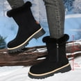 thumbnail image 6 of Lovzfmll Winter Boots for Women, Mid Calf Snow Boots Faux Fur Lined Letters, Low Heel Round Toe Booties Winter Warm Casual Black Boots, 6 of 9