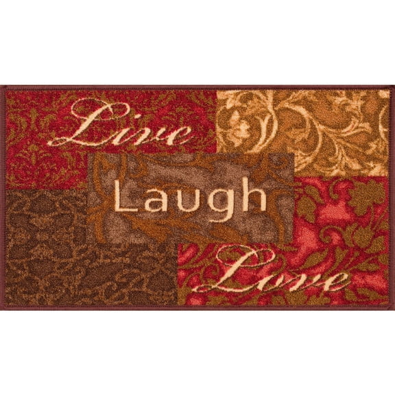 Mainstays Live, Laugh, Love Color Block Nylon Indoor Accent Rug, Multi-Color, 17"x30"