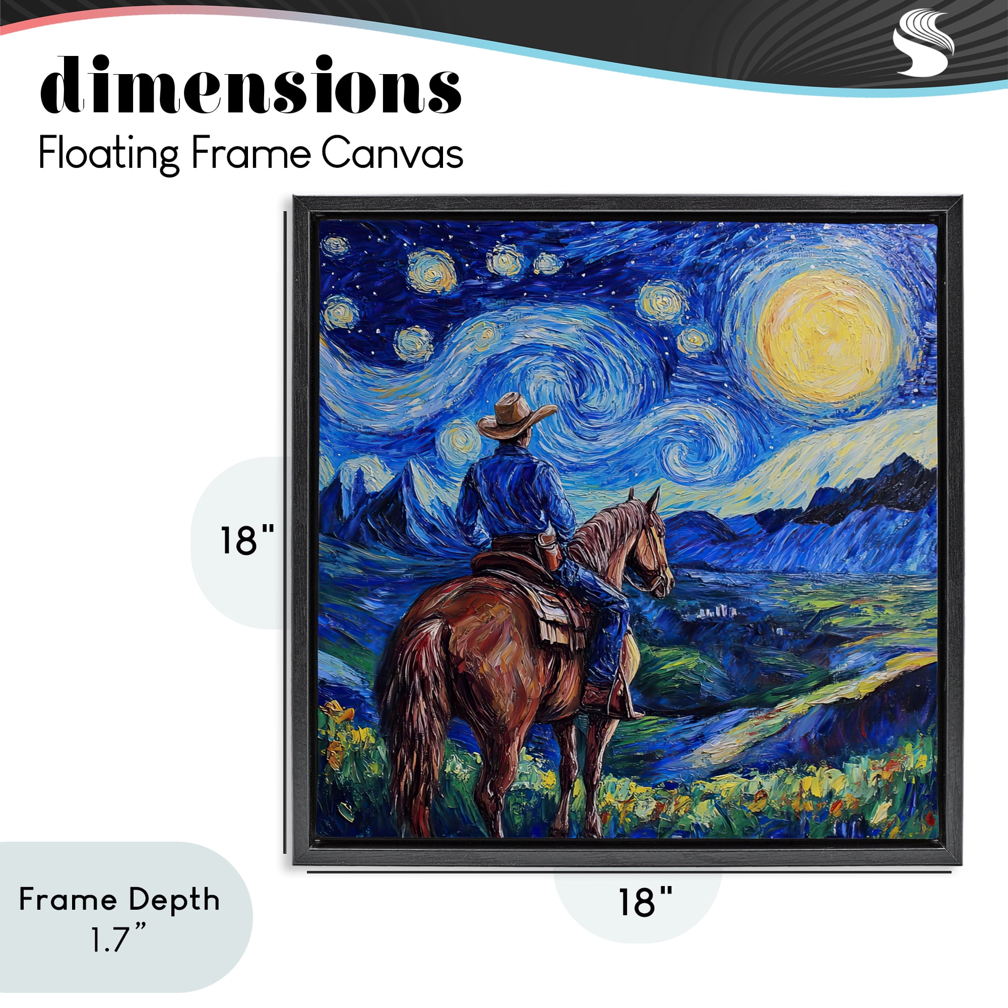 Stupell Industries Starry Night Cowboy Black Framed Floater Canvas Wall Art, design by Tina LeCour