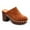 Brown, variant on Women Closed Rounded Toe Slip-on Mules Mid Chunky Heel Stylish Studs Scalloped Edge Platform Casual Dress Shoes Size 16 Brown