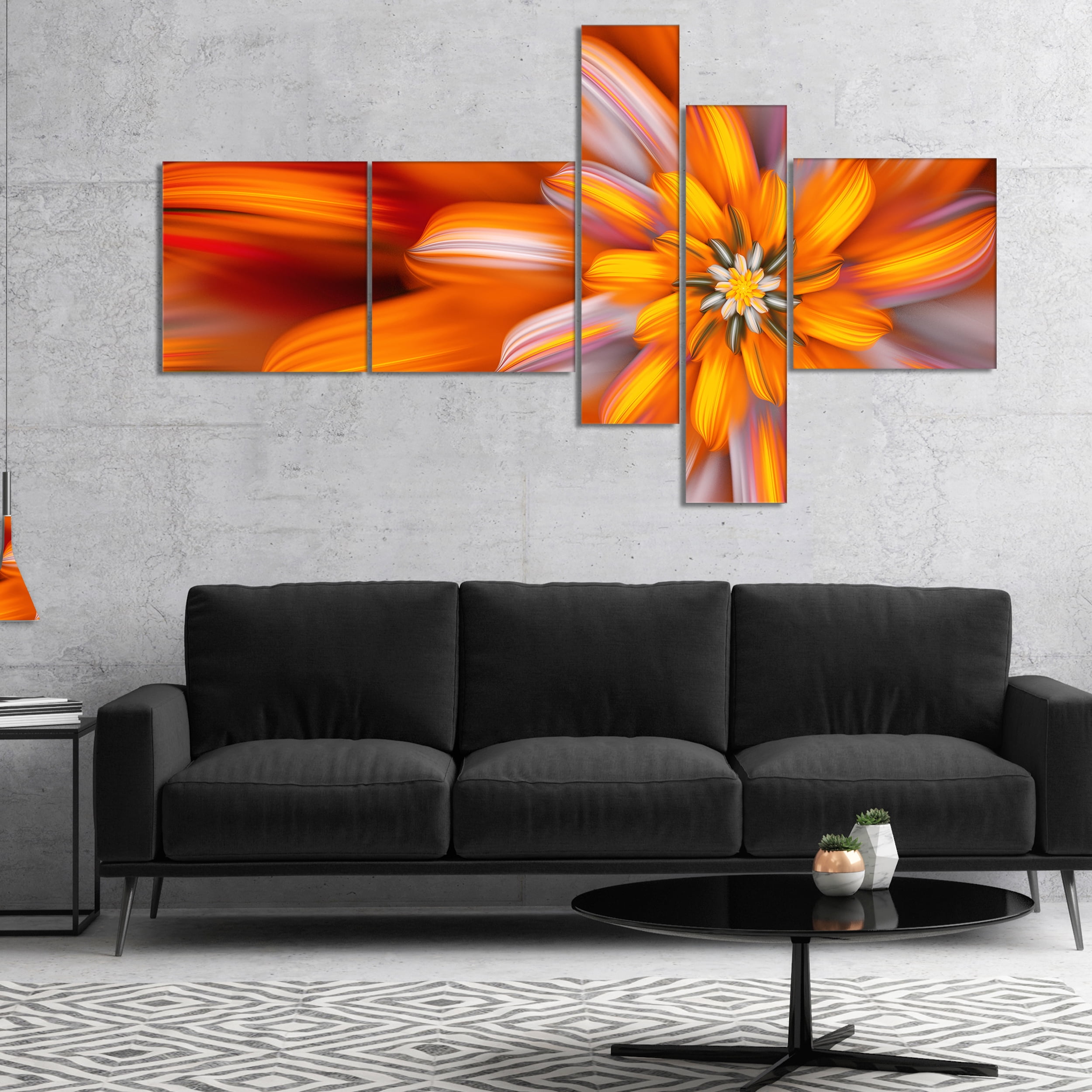 Designart 'Massive Orange Fractal Flower ' Floral Canvas Art Print