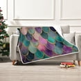 thumbnail image 2 of Wobogo Mermaid Scales Flannel Fleece Bed Blanket as Bedspread Coverlet Sofa blankets (80x60in) Soft Lightweight Warm and Cozy, 2 of 7