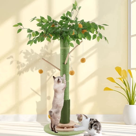 Cat Scratching Post for Indoor Cats Adult – 45 Inch Tall Cat Scratcher with Sisal Rope, Large Scratching Post with Hanging Ball for Medium Large Cats