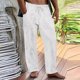 thumbnail image 1 of Pantalones largos para hombre, de color liso, desgastados, con cordón ajustable, holgados, para exteriores, de poliéster, 1 of 6