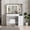 White, variant on Modern White Vanity Stool Set, Farmhouse Makeup Table and Upholstered Stool with Lighted Mirror, Power Outlets, 6 Drawers and a Door Cabinet