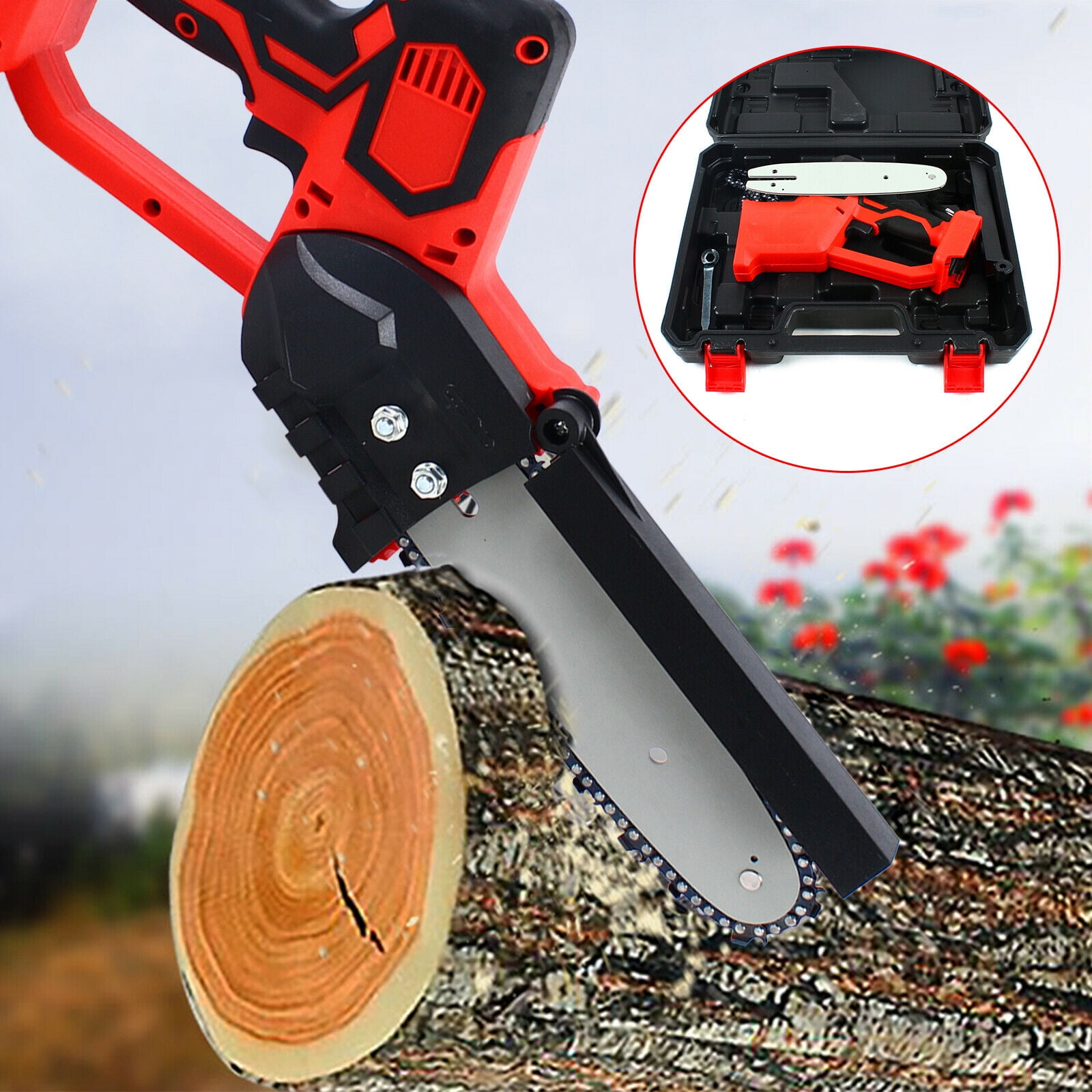 Mini Electric Cordless Chainsaw Battery Powered Chain Saw Pruning Shears Kit 