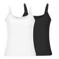 thumbnail image 5 of QUINDOS 2 Pack Womens Tank Tops Summer Athletic Ribbed Womens Camisoles Spaghetti Strap Yoga Crew Neck Sleeveless MultiPack Cami Tops Solid Color Slim Fitted Undershirts, 5 of 6