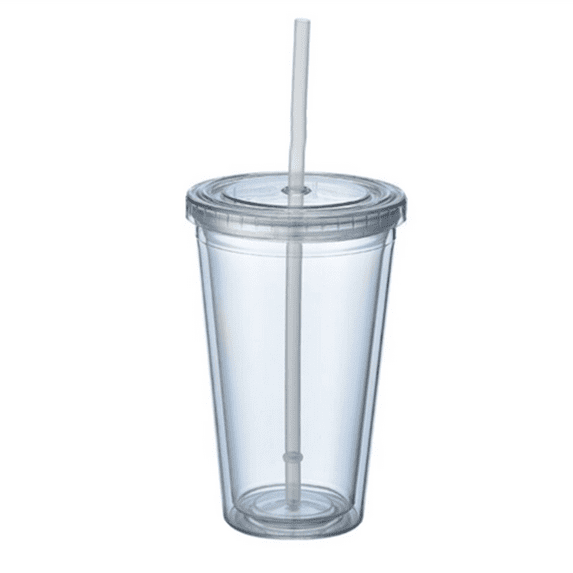 Reusable Iced Coffee Cup With Lid And Straw,Double Wall Clear Tumblers, Bubble Tea Cup, Smoothie Cup, Leakproof Plastic Coffee Cups