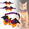 thumbnail image 2 of Halloween Cat Collar Breakaway with Cute Bow Tie and Bell, Adjustable Polyester Collar for Kittens Cats, Orange, Size S, 2 of 4
