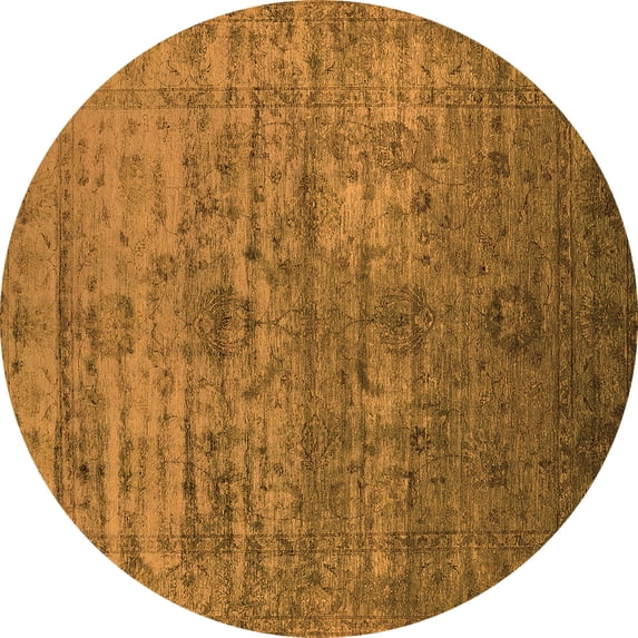 Ahgly Company Indoor Round Oriental Orange Traditional Area Rugs, 5' Round
