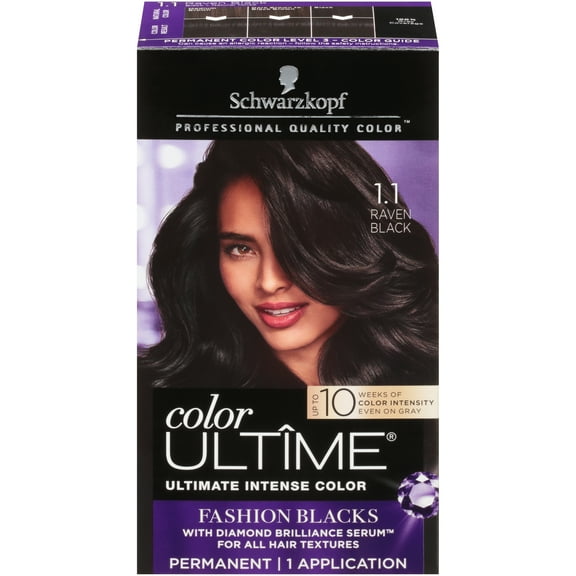 Schwarzkopf Color Ultime Permanent Hair Color Cream, 1.1 Raven Black