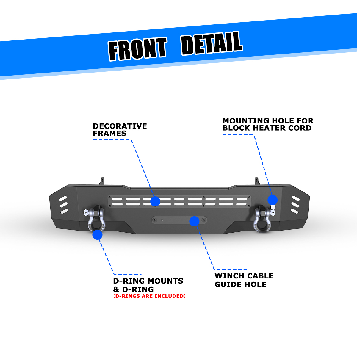 Heavy Duty Steel Front Bumper Fit for 2022 2023 2024 2025 GMC Sierra 1500,Black Powder Coated
