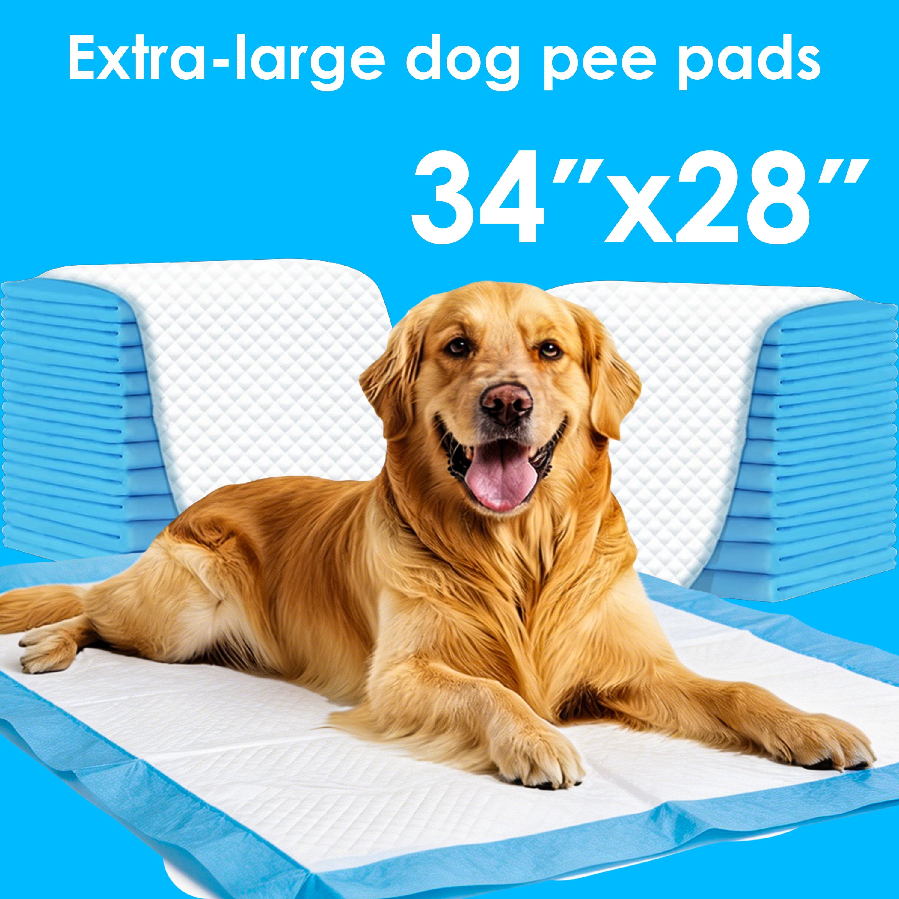 Dog Puppy Pads, 34" x 28" ,100PC,XL,SAP Super Absorbent Polymer,Pee Pads for Dogs Potty Training with Leak-Proof Quick-Dry Design