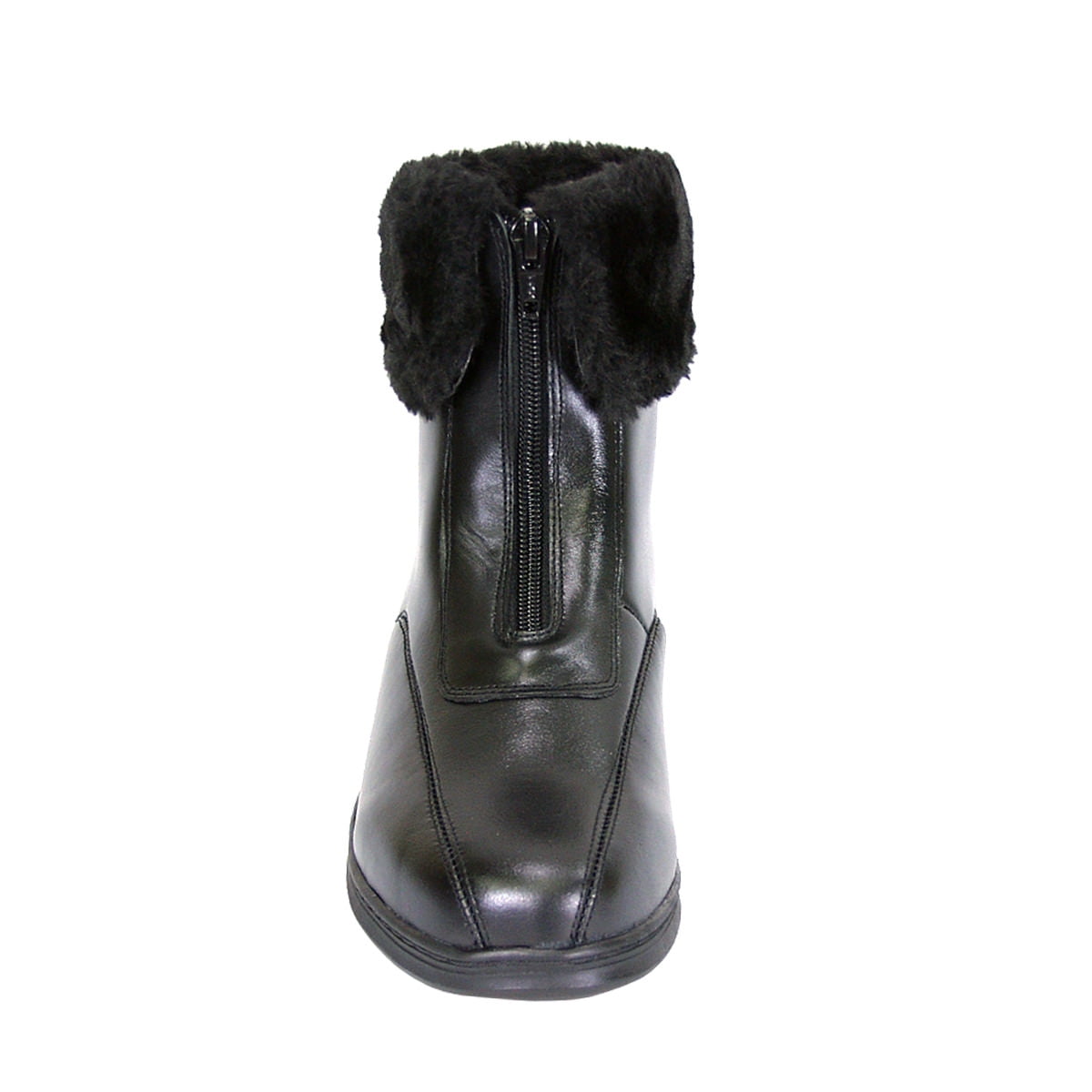 PEERAGE Lana Women Extra Wide Width Leather And Fleece Bootie BLACK 10.5