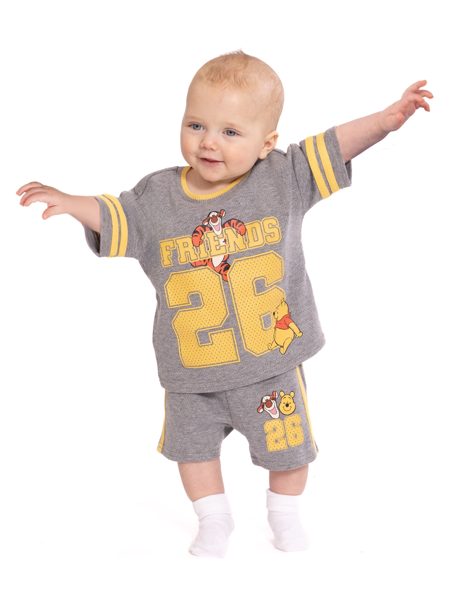 Winnie the Pooh Baby Boys Athletic Graphic T-Shirt and Shorts Set, 2-Piece, Sizes 0/3M-24M