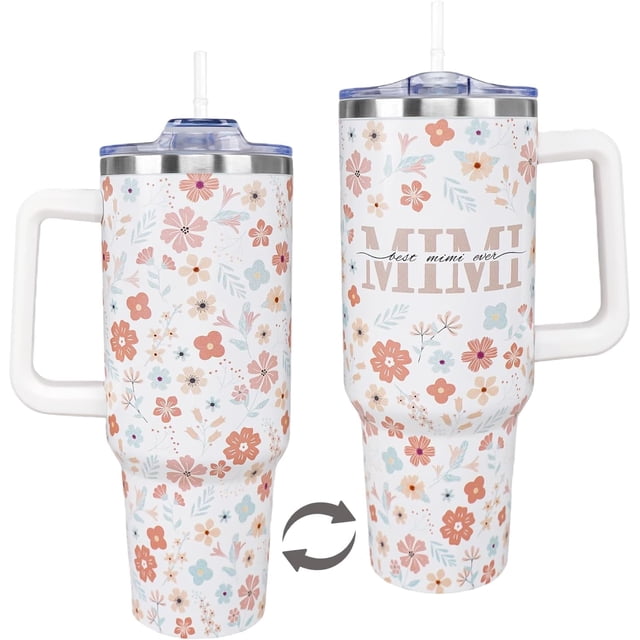 Mimi Tumbler 40 Oz, Mimi Mothers Day Gifts, Mimi Gifts for Christmas, Grandma Mimi Cup Coffee Mug Tumbler 40 Ounce Tumbler with Handle, Mothers Day Gifts from Grandkids, Grandmother Gift Ideas