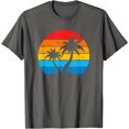 thumbnail image 1 of Palm Trees Sunset Sunrise Sea Ocean View Nature Flying Birds T-Shirt, 1 of 1