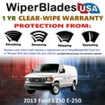 thumbnail image 2 of 2013 Ford E250 E-250 Beam Wiper Blades Wipers w/1yr Warranty (Set of 2), 2 of 5