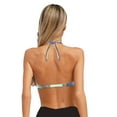 thumbnail image 2 of Eandarui Womens Shell Bikini Tops Glitter Pearl Chest Chains Halter Summer Beach Rave Party Bra Top Blue M, 2 of 6