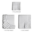 thumbnail image 3 of CGK Linens 3-Piece Hotel Luxury Striped Sheet Set - Twin Size Stripe Pattern Bed Sheets, Grey Stripes, 3 of 7