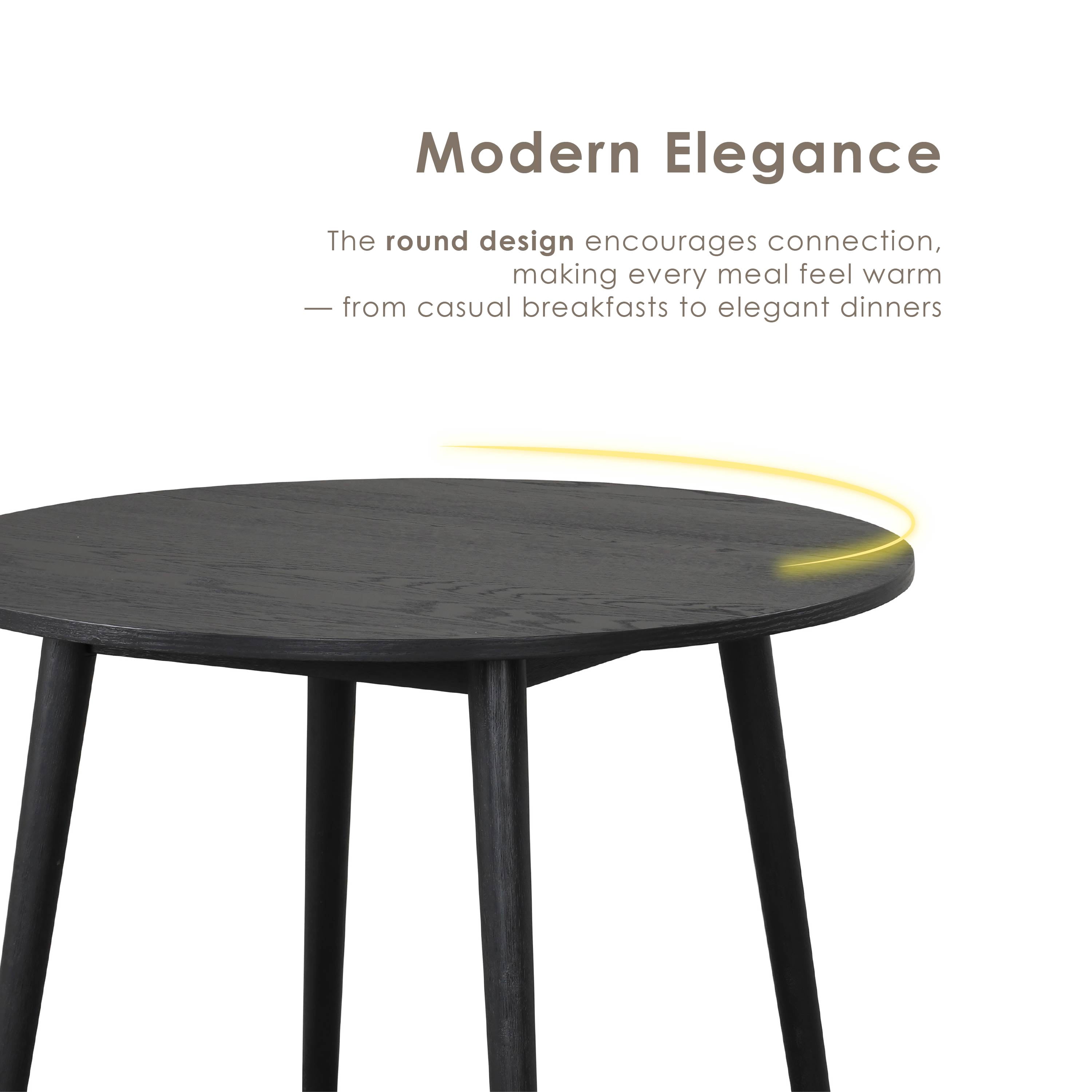 Furniture of America Rusenta Solid Wood 42-inch Round Dining Table, Black