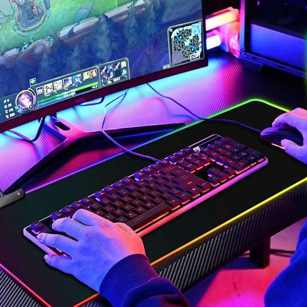 RGB Gaming Mouse Pad X Large, Black Extended LED Mouse Pad 30