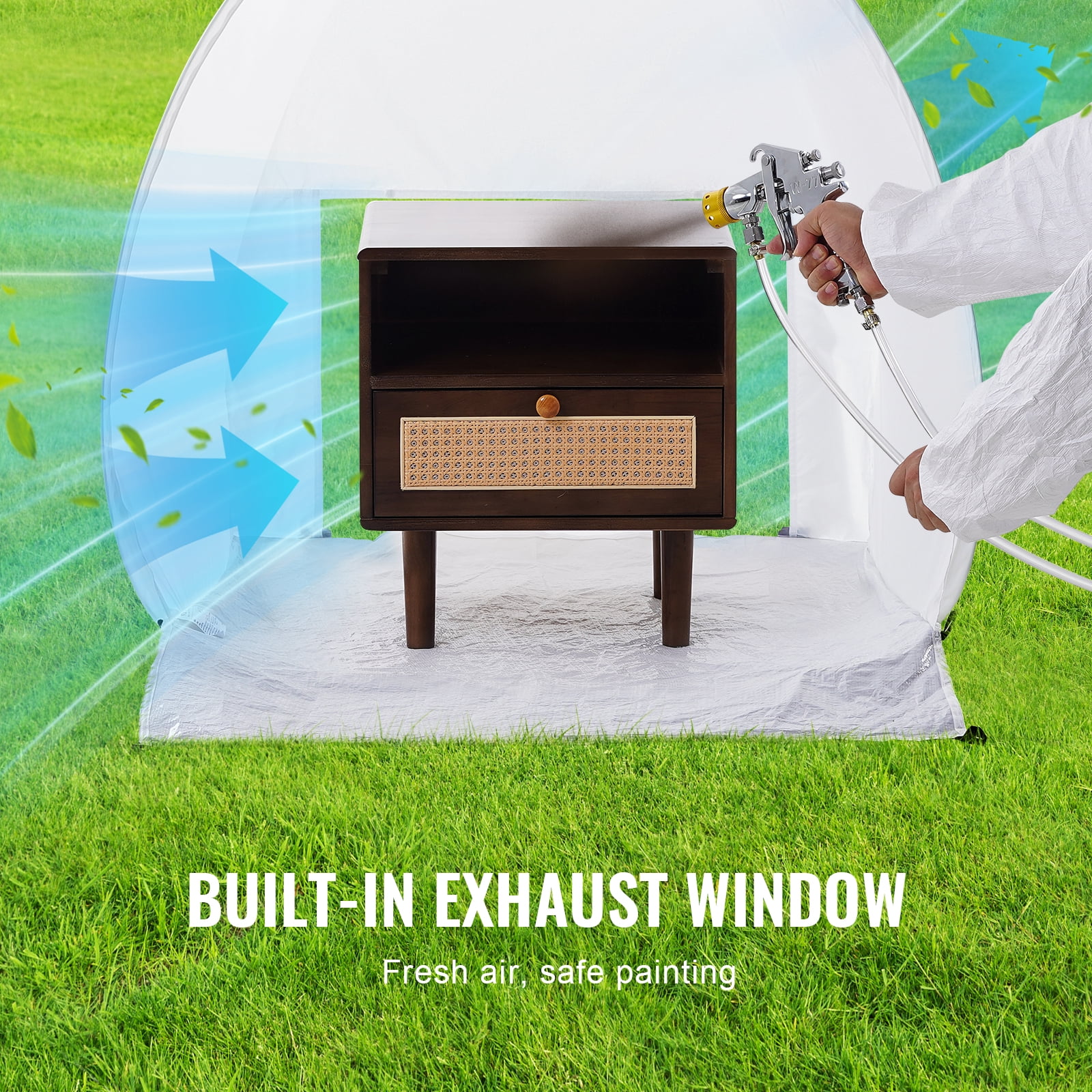 VEVOR Spray Paint Shelter, 40 x 35 x 40 in Pop-Up Portable Spray Paint Tent with Built-In Floor, Exhaust Window and Storage Bag, Foldable Paint Booth for Furniture, DIY Hobby Tool Painting Station