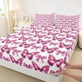 thumbnail image 4 of Erosebridal Cartoon Butterfly Pattern Full Size Sheets,Pink Bowknot Glitter Print Bed Sheets For Girls 4-Piece, 4 of 6