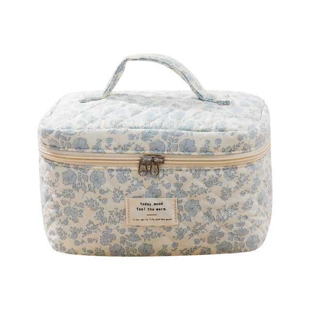 GUANGHONG Portable Large Capacity Cosmetic Bag With Small Floral Storage and Portable Quilted With Cute Flowers
