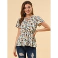 thumbnail image 2 of Blusa Estampado Floral Allegra K Peplum Top Para Mujer Azul S, 2 of 6