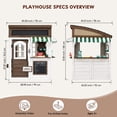 thumbnail image 3 of Auarte Outdoor Wooden Playhouse for Kids Ages 3+, DIY Themed Play House with Coffee Set, Cash Register, Bench, Wind Vane, Flip-Over Bench, Chalkboard, 3 of 11