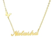 Custom Name Necklace Personalized 35K Gold Plated Butterfly Chain Customized Nameplate Choker Pendant Necklace