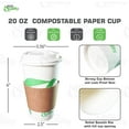 thumbnail image 3 of 20 oz Compostable Paper Cups with White Dome Lids, Sleeves and Wooden Stirrers - Biodegradable Disposable White Paper Coffee Cups PLA Lined - Eco-friendly Hot and Cold Drinking Cups (150), 3 of 4