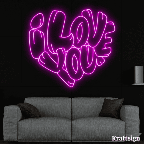 Craftnamesign I Love You Neon Sign, Wedding Anniversary Decor, Couple Gift