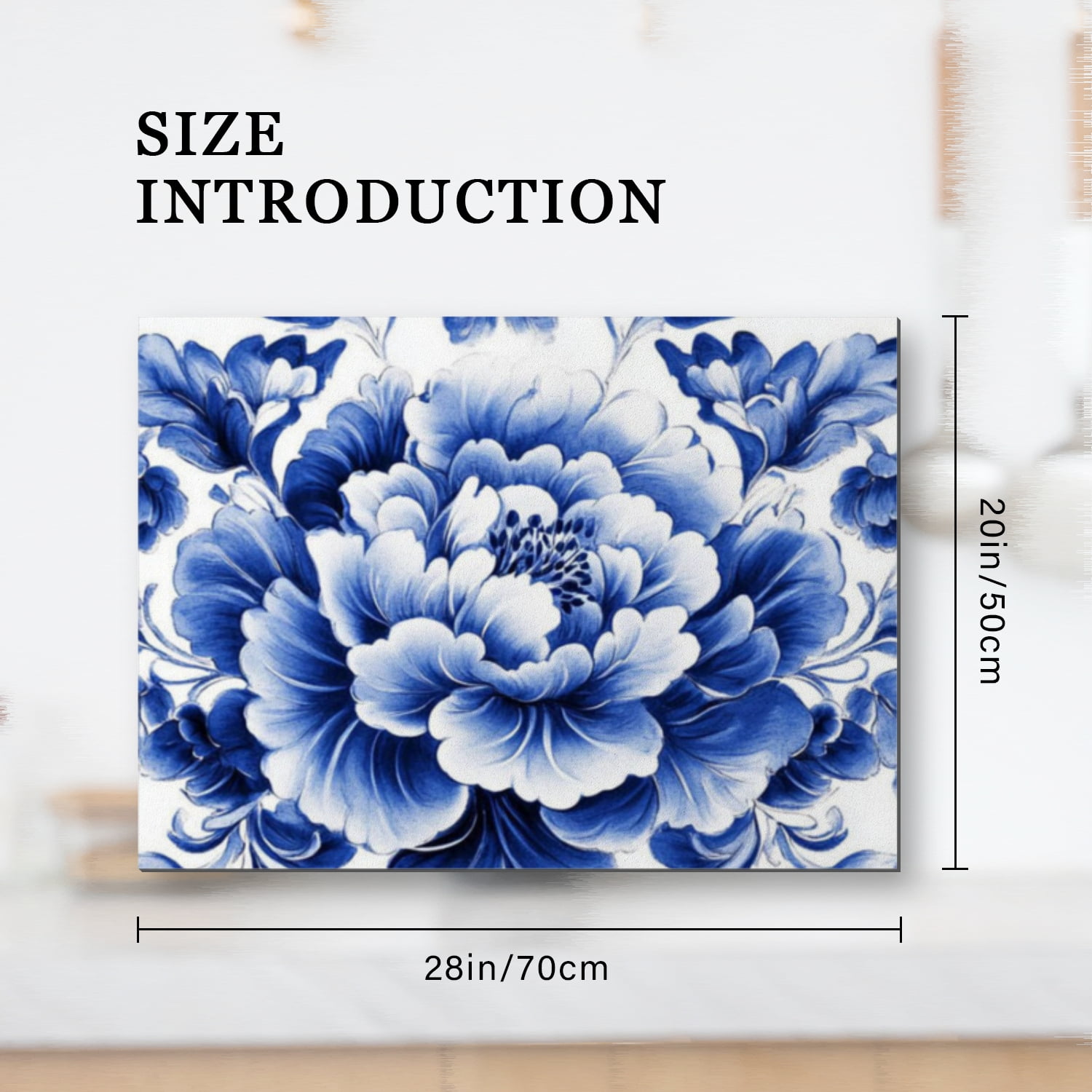 Stove Top Covers For Glasstop Stoves, Blue and White Porcelain-Style Floral Pattern Oilproof Mat, Multifunctional Protector Decorative Pad for Kitchen RV (28×20 Inch)