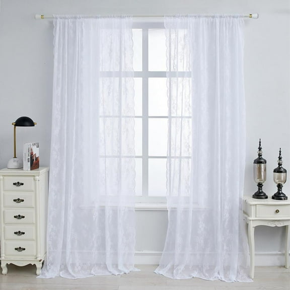 Bullpiano White Rod Pocket Window Curtain Herringbone Thick Semi Sheer Premium Panels for Bedroom & Living Room Wedding Decoration (57x39.37)