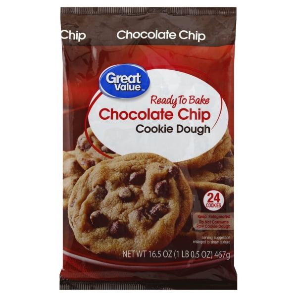 Great Value Chocolate Chip Cookie Dough, 16.5 oz, 24 Count Walmart