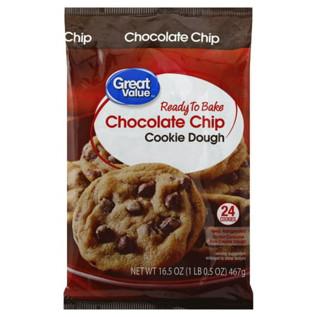 Great Value Chocolate Chip Cookie Dough, 16.5 oz, 24 Count - Walmart.com