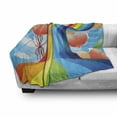 thumbnail image 3 of Cartoon Soft Flannel Fleece Blanket, Rainbow Sky with Balloons Hearts Colors Romantic Love Valentines Day Spring Theme, Cozy Plush for Indoor and Outdoor Use, 60" x 80", Multicolor, by Ambesonne, 3 of 6
