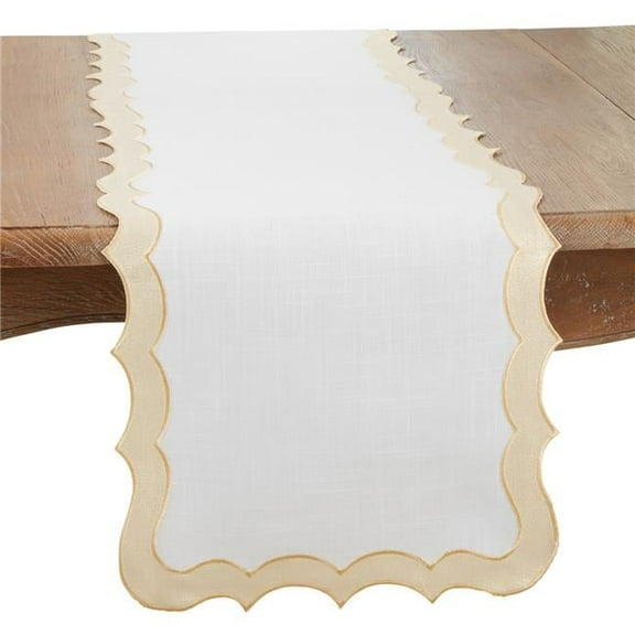 16 x 90 in. Elegant Scallop Edge Oblong Table Runner, Gold