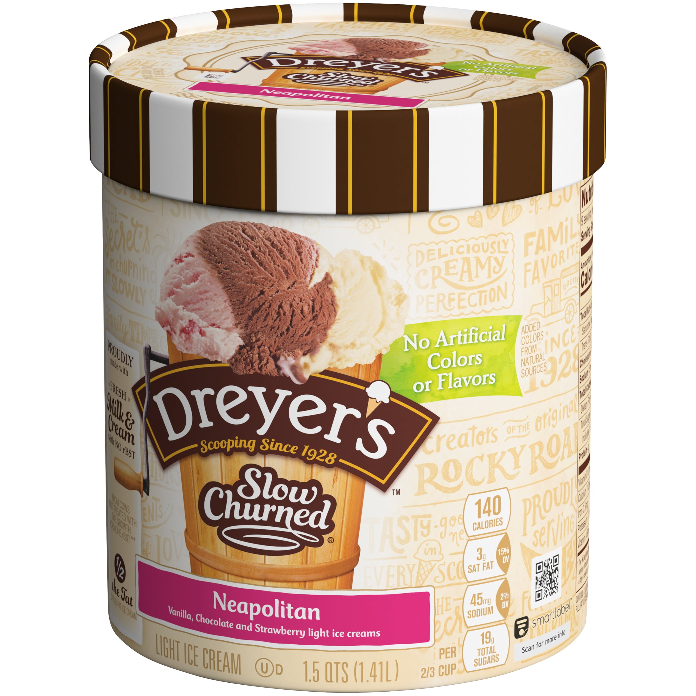 Edy S Dreyer S Slow Churned Neapolitan Light Ice Cream 1 5 Qt Tub Walmart Com Walmart Com