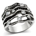 thumbnail image 1 of Alamode 3W221-9 Women Rhodium Brass Ring with AAA Grade CZ in Clear - Size 9, 1 of 1