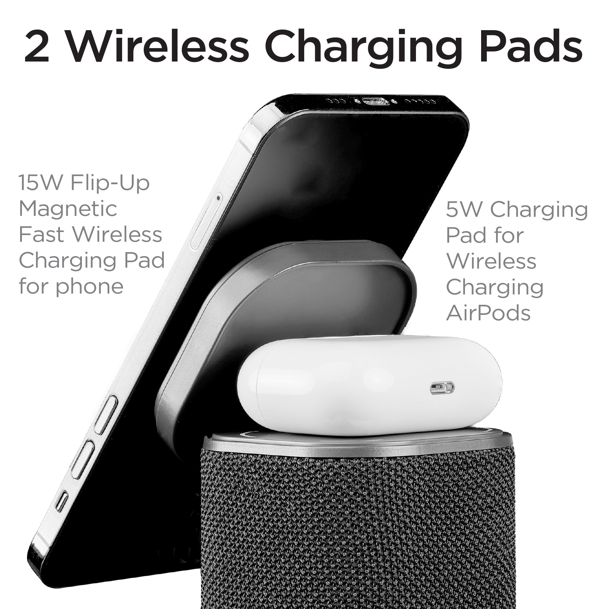 iHome Bluetooth Speaker with Wireless Charger, Wireless Charging Station with Color Changing Night Light
