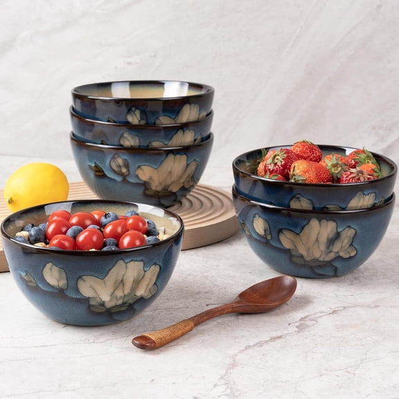 6 Pcs Ceramic Bowls For Kitchen - 26oz Bowl Set - Dishwasher, Microwave & Oven Safe - For Cereal, Salad, Soup, Ramen & More