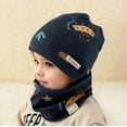 thumbnail image 2 of AWZXDE Winter Hats For Kids Double Layer Hat And Neck Warmer Windproof Thermal Ear Scarf Combo For Boys Girls Navy, 2 of 6