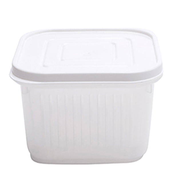 Food Preservation Box Transparent Double Layer Vegetable Drain Box For Household KitchenWhite